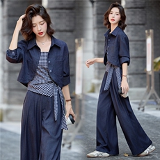 秋季新款酷飒风套装时尚休闲三件套不规则裁剪设计感套装，女装套装/套裙，慕依路