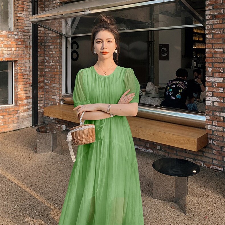 设计感v领白色连衣裙女夏季2025新款法式茶歇蛋糕裙气质仙女长裙,女装连衣裙,浙宝189