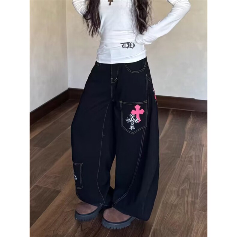 美式弯刀牛仔裤宽松阔腿廓形慵懒松弛垂感镰刀裤子NZ9167,男装牛仔裤,星座516A