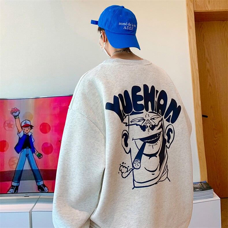 抖音供货、复合360克现货足印花圆领卫衣宽松D223A-T22864-P40,男装卫衣,电商019-1