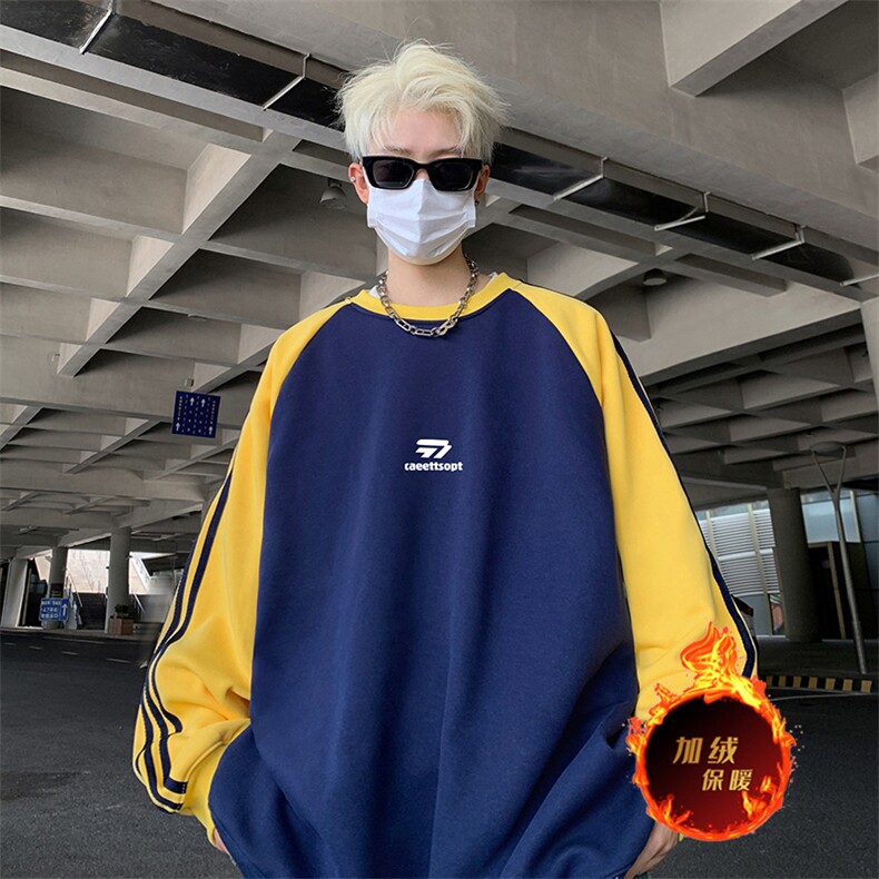 抖音得物供货提供视频秋冬重磅美式宽松织带圆领卫衣0766,男装卫衣,电商A486