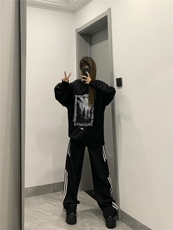 K824-特P33男女宽松休闲运动休闲裤三条杠直筒拖地裤，男装休闲裤，电商B327