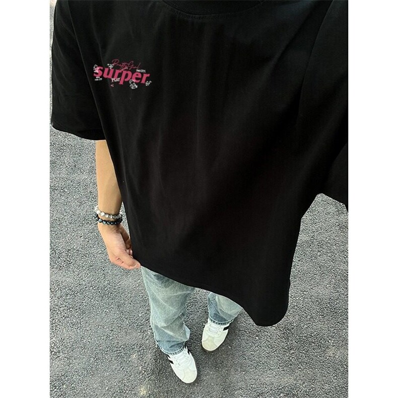 7高品质纯棉短袖-宽松落肩款-白墨印花尺码:M-3XL,男装T恤,星座506A