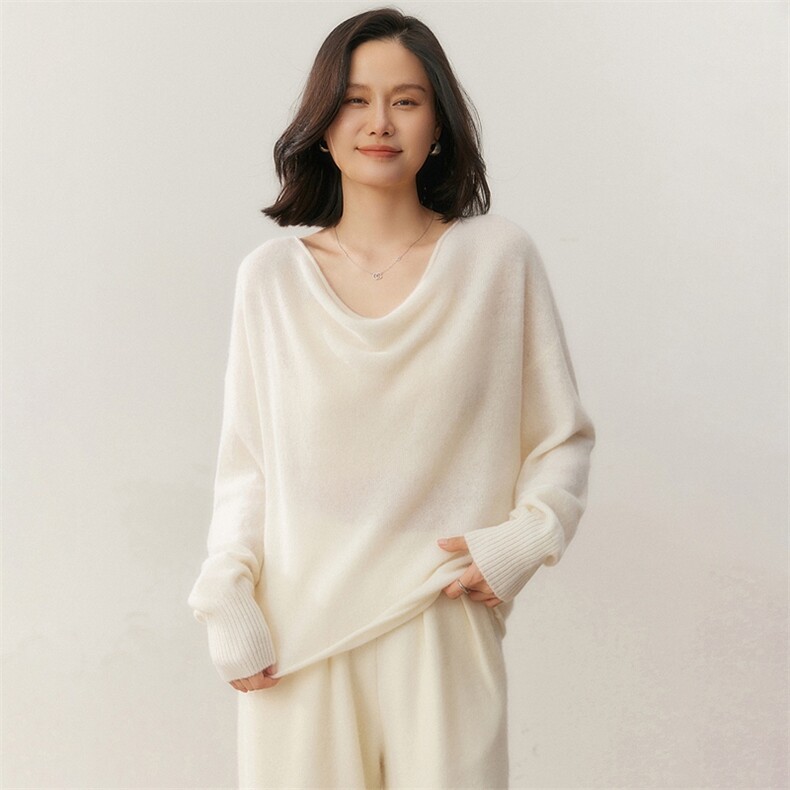 2025时尚百搭宽松领子羊绒衫,女装羊绒衫,贝美羊绒