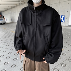 高级感短款垫肩外套男春秋款美式潮牌痞帅高领飞行员夹克，男装夹克，星座410-7