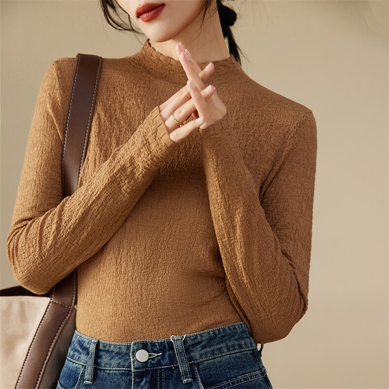半高领套头毛针织衫女春秋打底衫长袖洋气内搭气质高级感上衣,女装羊毛衫,凯思米羊绒