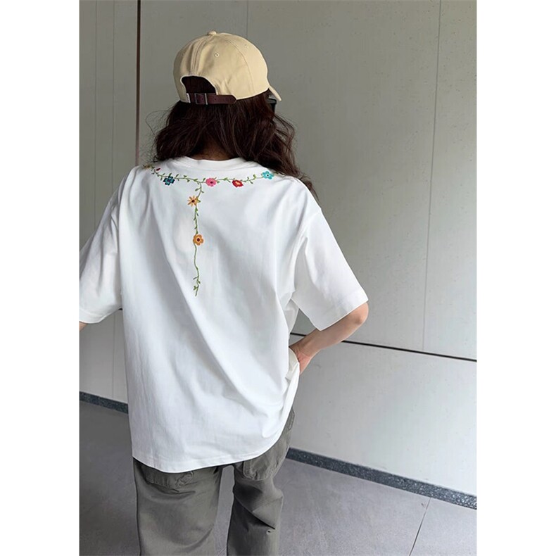 万针全刺绣工艺抖音得物高品质260克重磅纯棉双纱美式高街短袖T恤,男装T恤,电商A486-1