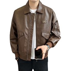 2024店主风秋装翻领休闲高品质Pu皮皮衣夹克外套男6018-P130，男装夹克，电商A413