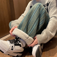 8XL-M特大码呢料加绒裤男新年裤条纹卫裤休闲基础款K948P60加绒70，男装休闲裤，电商D206-1