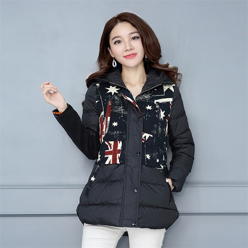 棉衣/棉服花色甜美连帽中长款时尚百搭2024年冬季休闲带帽，女装棉衣/棉服，风姿绰