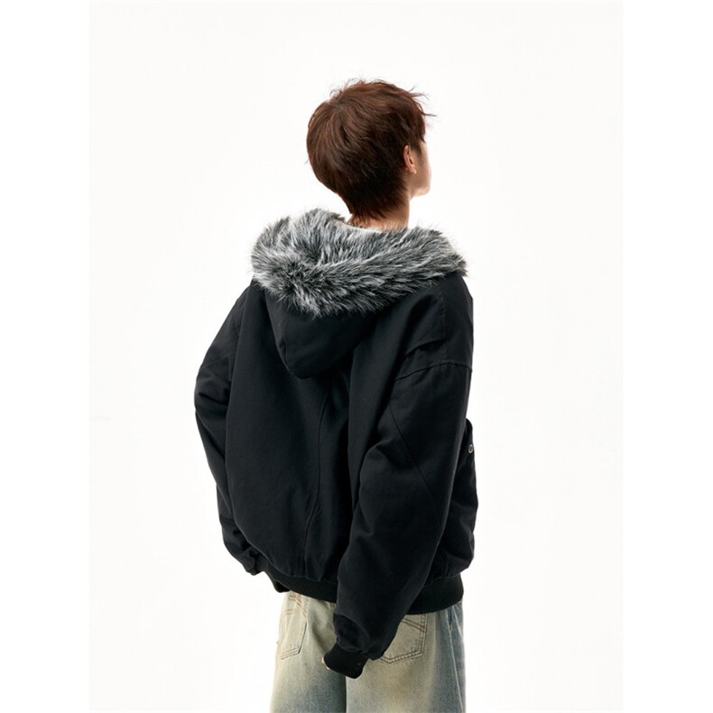 档口现货重磅帆布+通体仿兔毛座山雕毛领潮牌棉服DM8220-P138,男装棉衣,星座603
