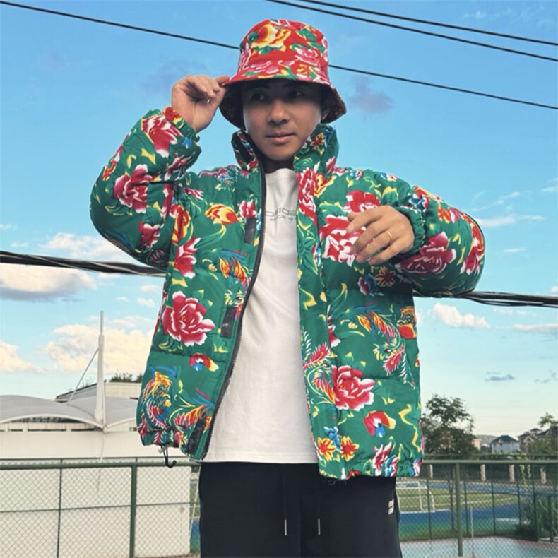 MY203男女休闲加厚保暖防寒棉衣外套棉服棉袄东北大花绿色团队潮,男装棉衣,星座115A(原星座507）