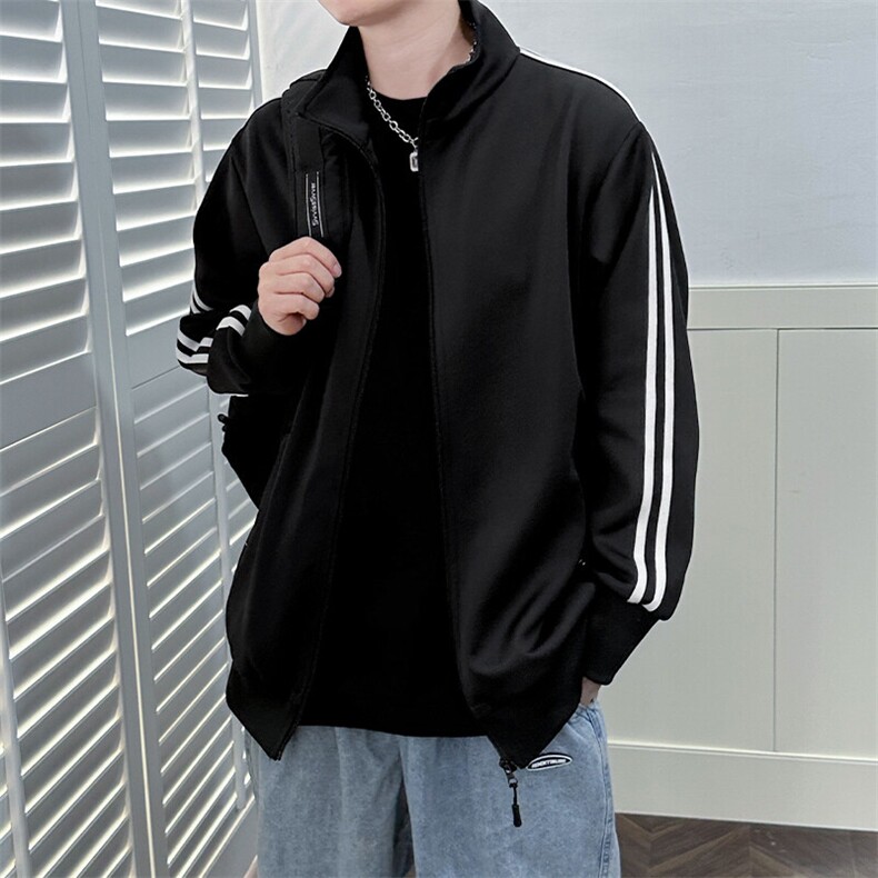 现货开衫卫衣外套男垂感运动服上衣宽松立领夹克A116P65加绒P75,男装夹克,电商A351