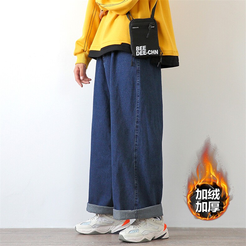 2023冬季美式大码加绒加厚牛仔裤男宽松直筒休闲裤N80211-P60,男装牛仔裤,电商A082