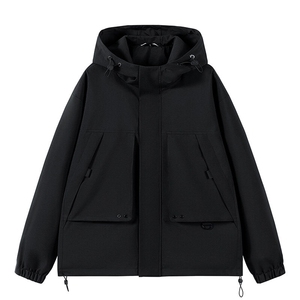 秋季冲锋衣连帽夹克男宽松落肩纯色上衣外套DSA157B-JK729-P70图片