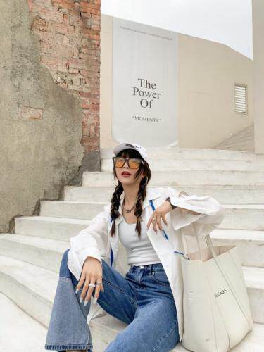 彩绳衬衣简约不简单，女装，Queena PHoebe