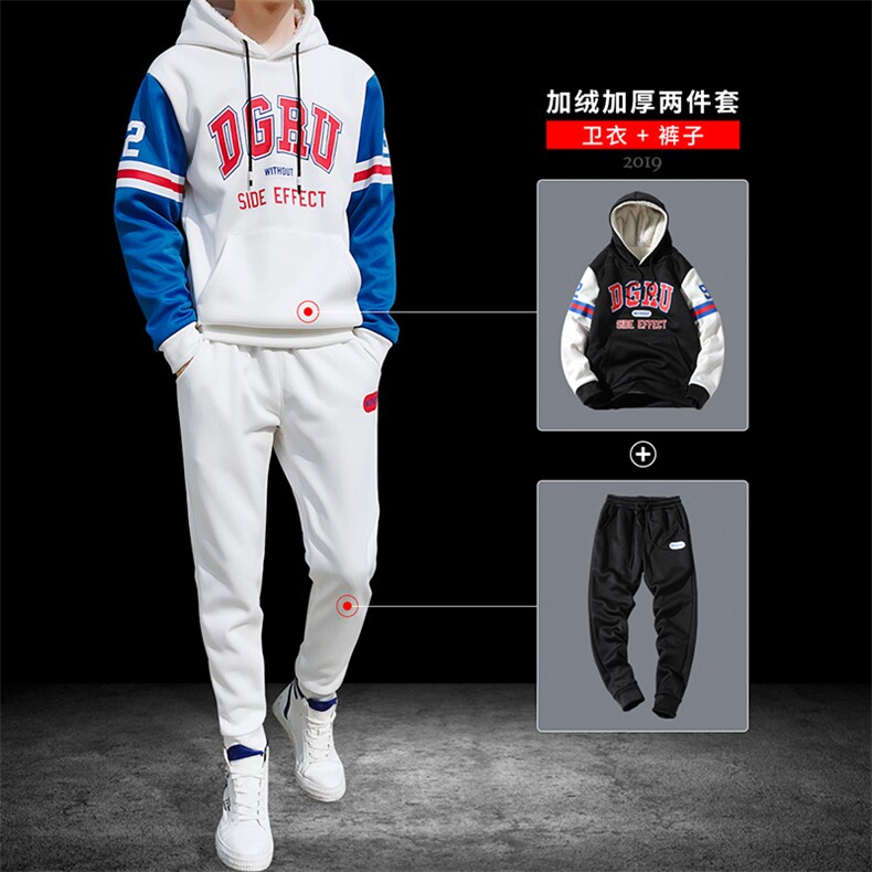 男士套装冬季卫衣休闲套装潮流加绒加厚运动服一套DS263T图片
