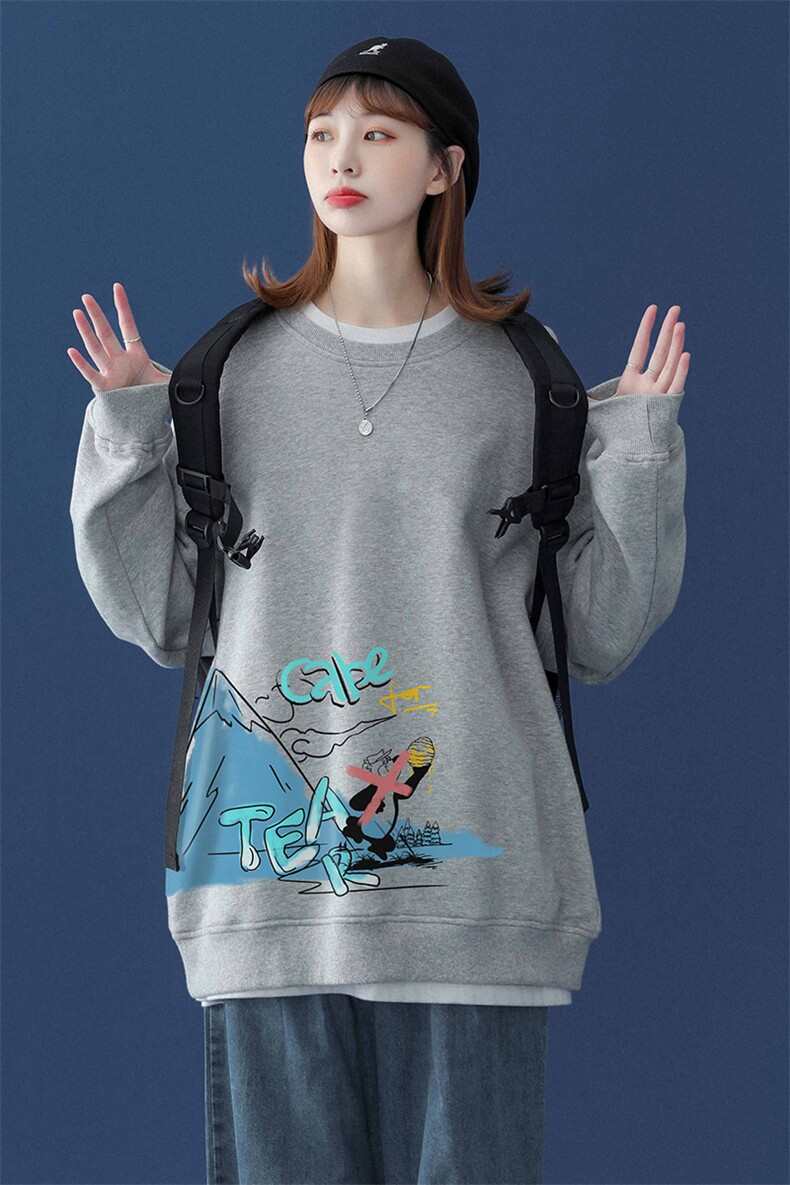 中性风春季潮流印花宽松情侣款女生卫衣W110P40控58,男装卫衣,A247A