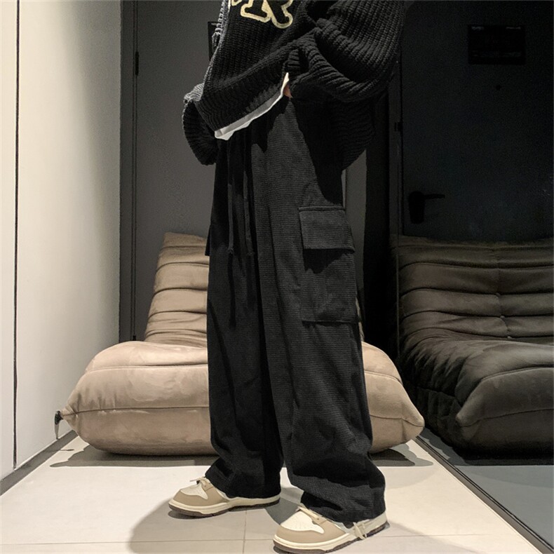 美式灯芯绒工装裤男款秋冬季潮牌休闲裤子直筒宽松阔腿裤~KK205,男装休闲裤,星座601-2