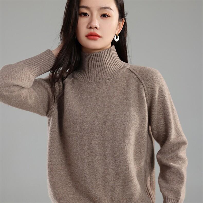 时尚百搭女士半高领针织衫简约气质修身毛衣,针织衫/毛衣,奢优羊绒