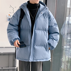 情侣款连帽棉衣男冬季加厚男士棉服潮流棉袄纯色A266-WT09-P65，男装棉衣，电商A266
