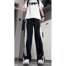美式高街条纹速干冰丝裤子男夏薄款伞兵工装裤拼接运动裤KZ057P45，男装休闲裤，电商B312