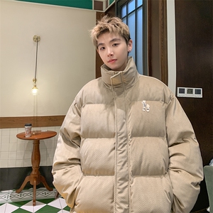 字母刺绣灯芯绒麻花条冬季纯色棉衣棉服外套男XMY2312-P115控158图片