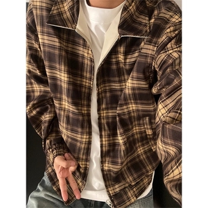 美式复古格子双面穿夹克外套宽松男秋季新款上衣1008-LJK9411-p68图片