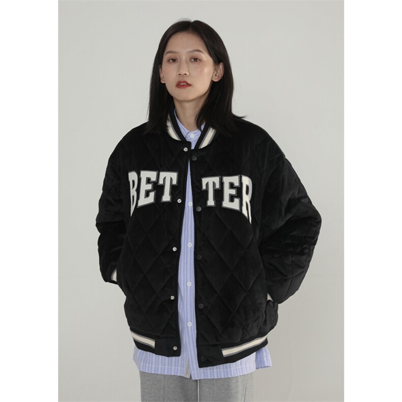棒球服棉衣男潮牌字母棉服港风ins菱形格情侣夹克外套M8002p58,男装夹克,电商D315