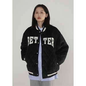 棒球服棉衣男潮牌字母棉服港风ins菱形格情侣夹克外套M8002p58图片