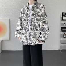 衬衫男秋季新款港风宽松大码灯芯绒扎染长袖衬衫CS8108-P42，男装衬衫，星座214-3