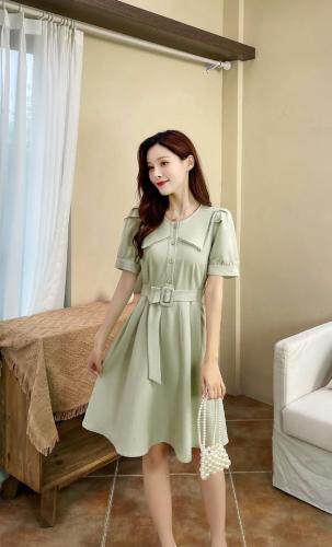 现货2021夏新款小清新淑女短袖连衣裙M-XXL，女装连衣裙，艾涵o