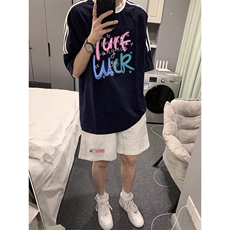 夏季美式高街重磅纯棉三条杠织带撞色男女短袖T恤ZD507-特P30，男装T恤，电商A486