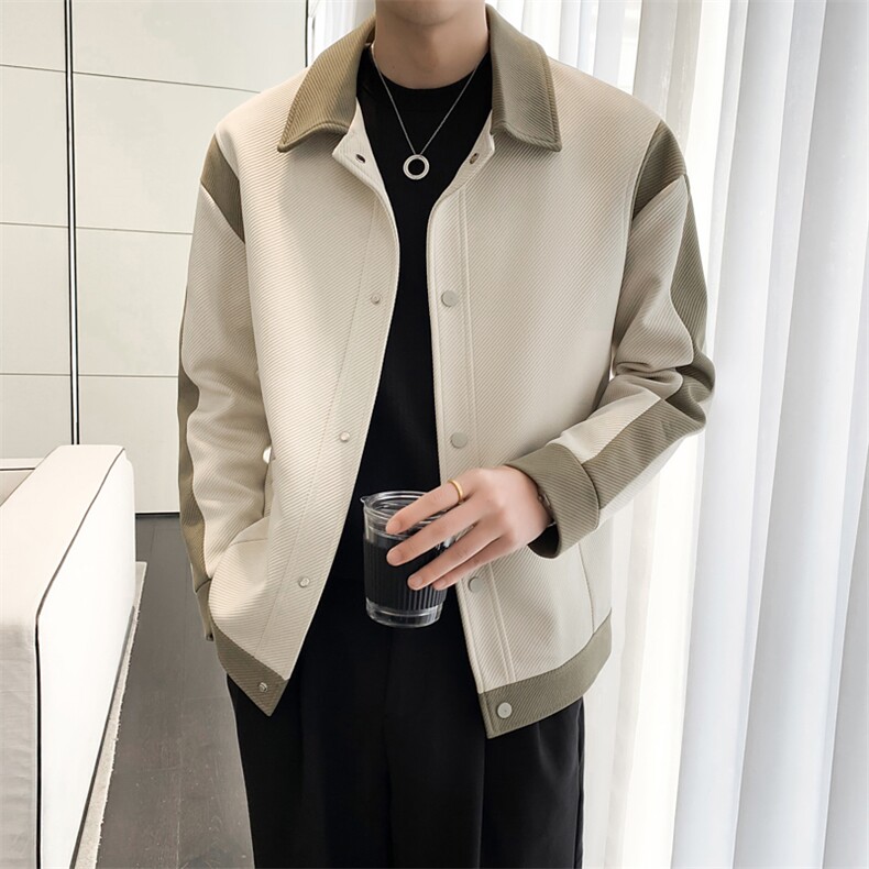 轻熟风~秋冬季新款拼色设计加棉加厚夹克外套K351/P95,男装夹克,电商B331