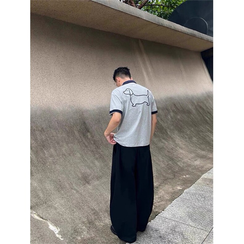 FF3410-P452025夏季潮牌高级感撞色小狗刺绣polo衫短袖,男装Polo衫,电商B323A