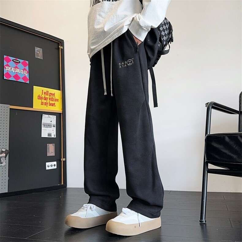 春季新款潮流美式高街垂感设计宽松刺绣直筒长裤A436-837-P35,男装休闲裤,电商A436