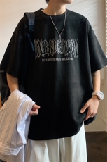 7个高点击2024夏季潮流麂皮绒短袖男T恤X416b-1-DT311-P35限48，男装T恤，星座416B-1