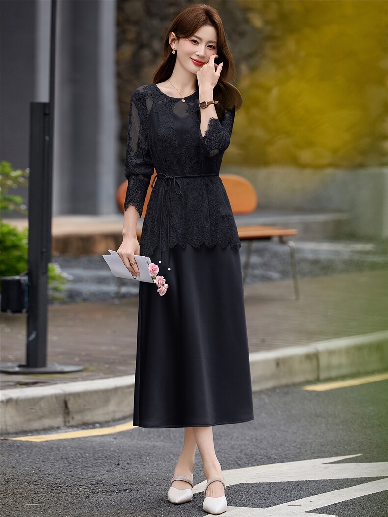 气质镂空蕾丝罩衫连衣裙套装女2026春夏季新款度假风吊带裙两件套,女装套装/套裙,意芙
