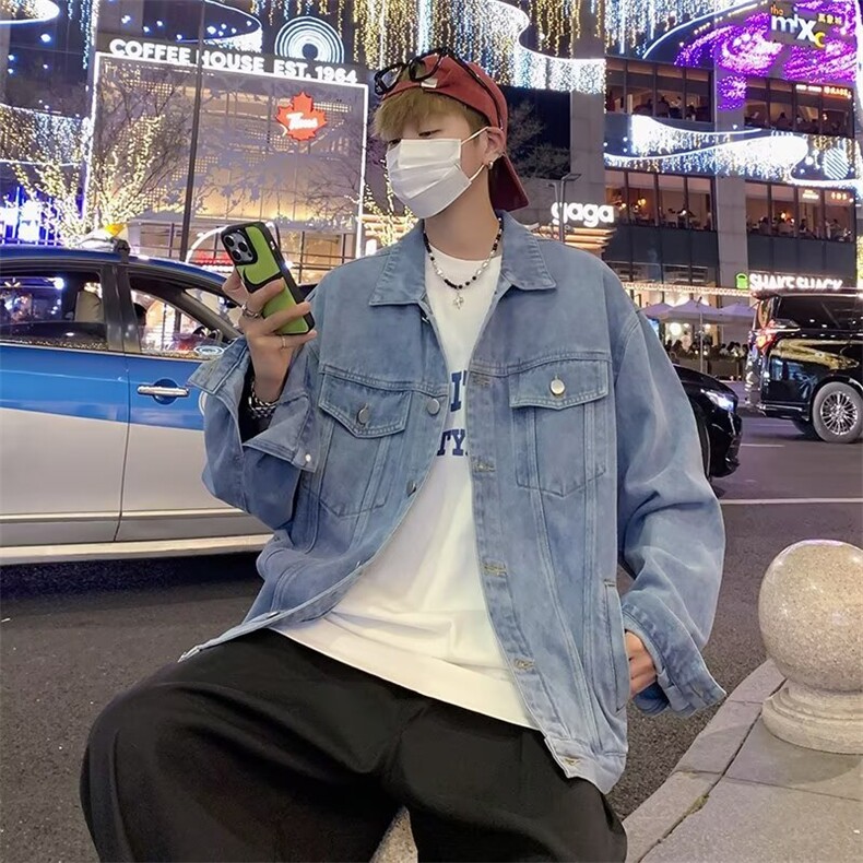 单排扣青少年翻领长袖春秋季潮牌学生纯色工装标准常规款8824/P58,男装工装外套,星座506