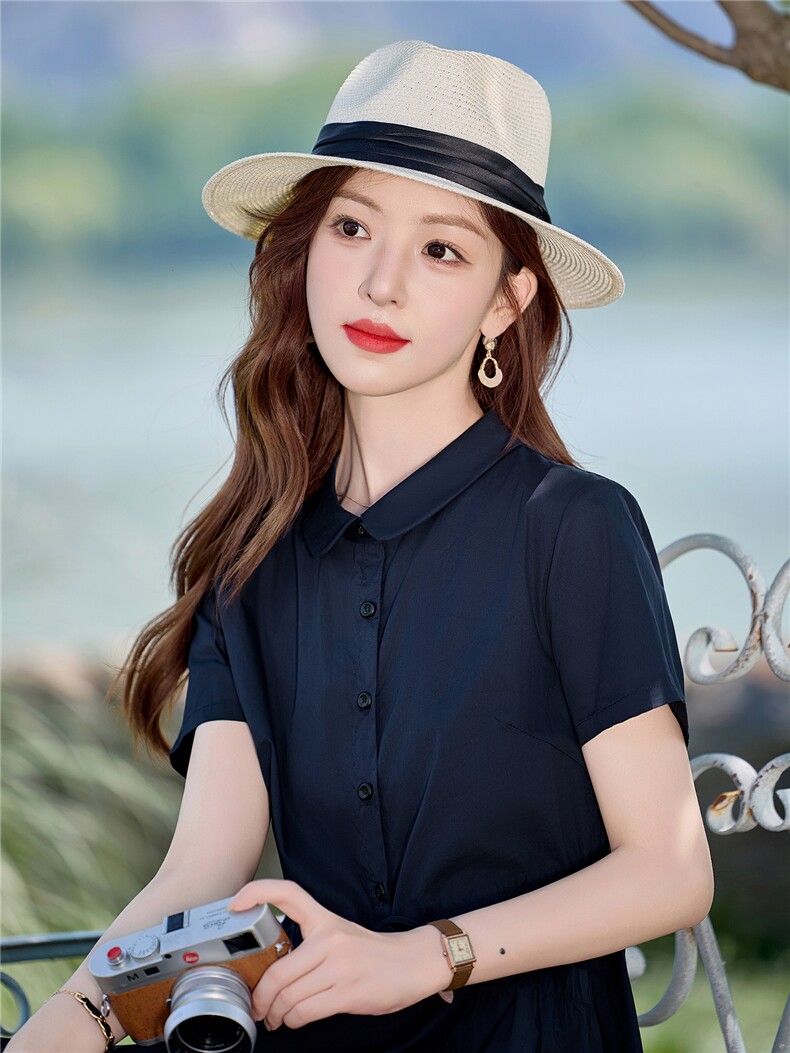 2026年夏季中长款优雅气质气质小翻领修身连衣裙时尚潮流,女装连衣裙,倪叶myz
