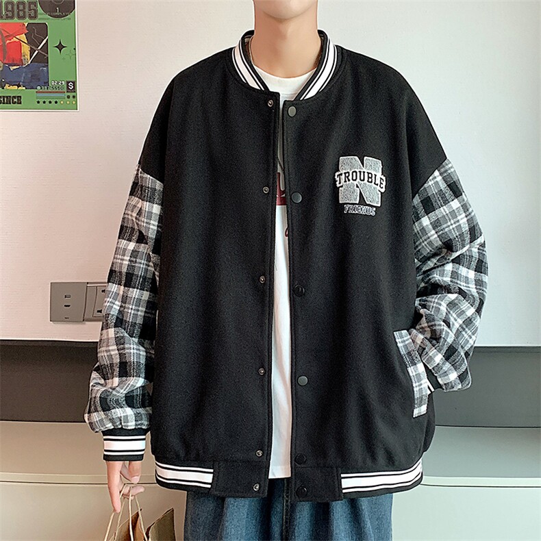 港风拼接棒球服百搭休闲宽松夹克外套男XZ214-8JK809P65,男装夹克,星座1204-3