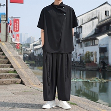 2024潮牌复古山本耀司同款设计个性高领排扣复古衬衫男女CS29-P60，男装衬衫，电商A021