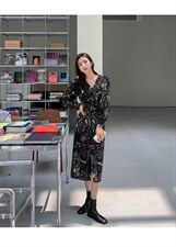 秋季新款韩版修身淑女气质高雅时尚连衣裙，女装连衣裙，荷塘月色