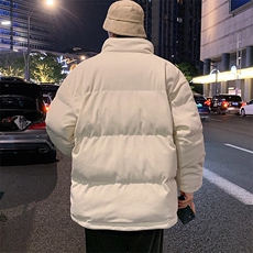 冬季加绒加厚立领大码棉衣港风青少年男女纯色棉服外套6223-P100，男装棉衣，电商A441-1