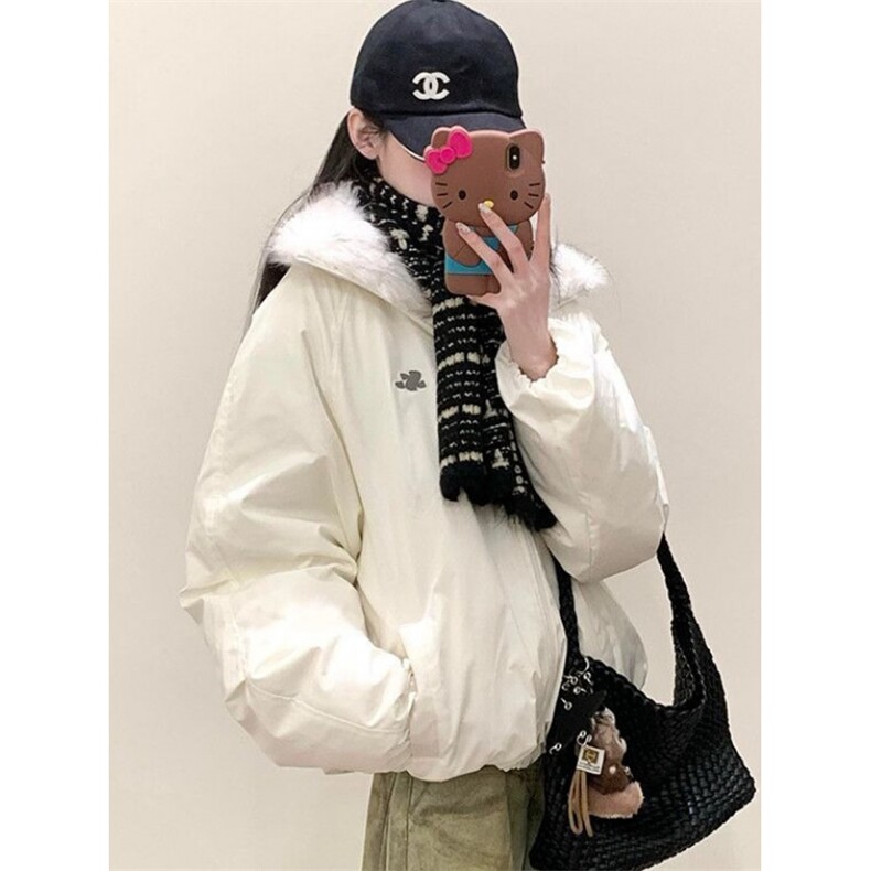 时尚连帽毛毛拼接棉服外套女冬季防寒百搭宽松棉衣面包服M7887,男装棉衣,星座1116A（原606A-3）