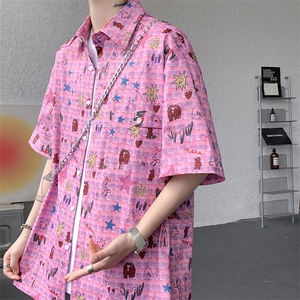CS1141-特P35 控68 花衬衫男短袖夏季休闲薄款冰丝半袖宽松大码图片