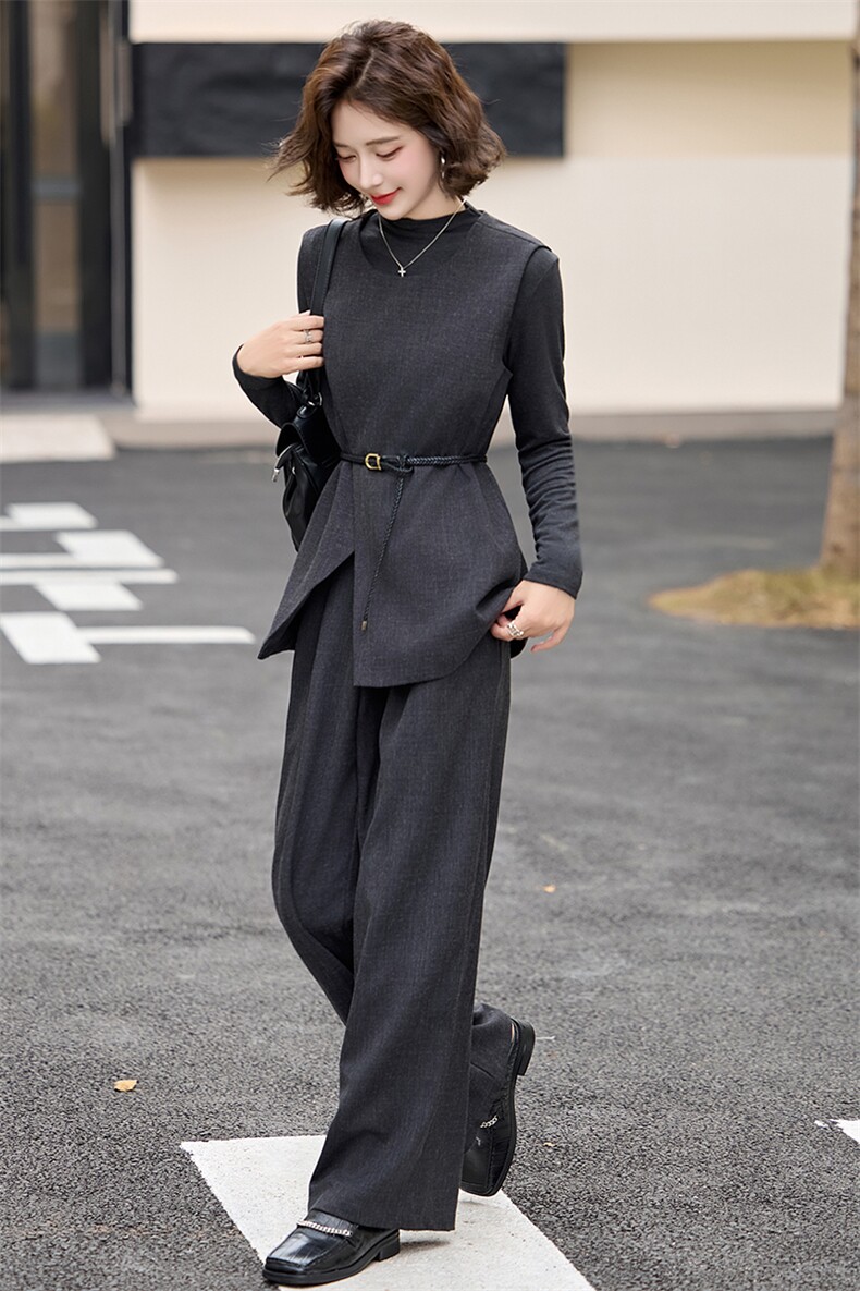 马甲阔腿裤套装女2026新款气质时尚高级感御姐通勤早春穿搭一整套,女装套装/套裙,冬木谷雨