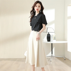 2023年夏设计师新款时尚潮流气质修身减龄全棉透气女神两件套套装，女装套装/套裙，奋斗女王