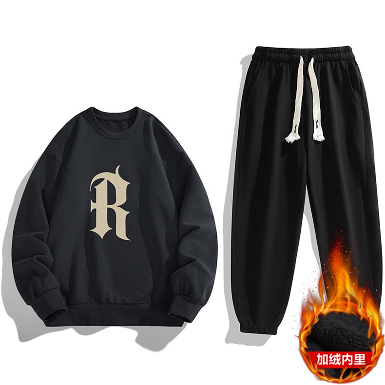 抖音直播2025秋冬加绒新款男士休闲印花卫衣套装JR8180-P37,男装休闲套装,星座1816-2（原1210–2）