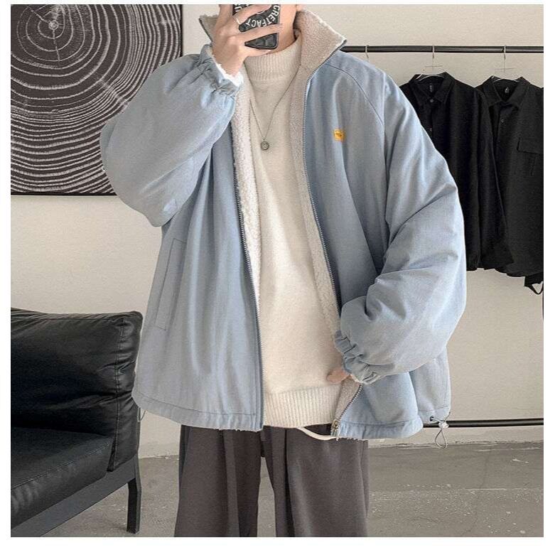 羊羔绒外套男潮流双面穿棉衣男冬季加厚保暖棉袄新款棉服JKG37,男装棉衣,星座516A